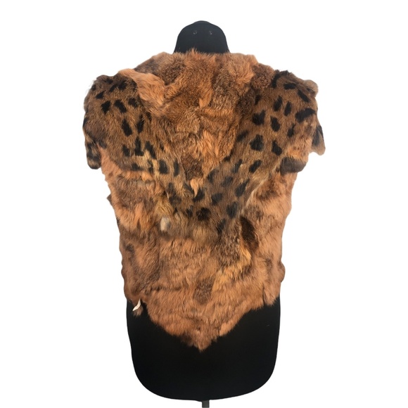 VTG Brown Spotted GDT TOO Rabbit Fur Festival Vest - Picture 5 of 15